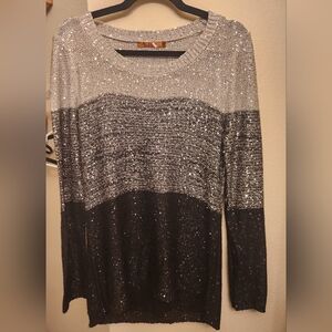 Silver and Black Sequin Sweater